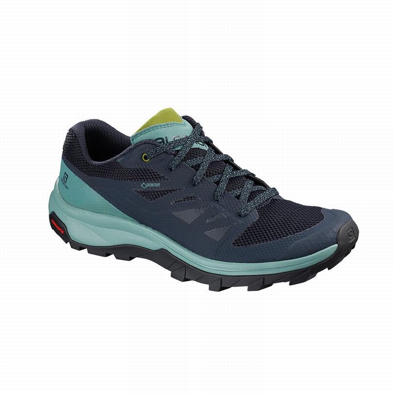 Chaussures De Randonnée Salomon Femme Turquoise / Bleu Marine - Salomon OUTLINE GORE-TEX - France (4